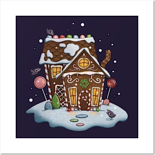 Holiday Gingerbread House with Cute Crows Posters and Art